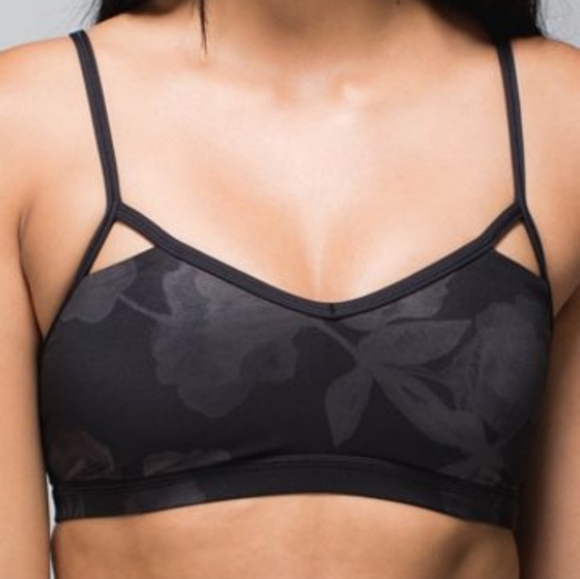 Lululemon Seek The Heat Tank - Heathered Black / Inky Floral Soot Black - Size 4 - Picture 1 of 13
